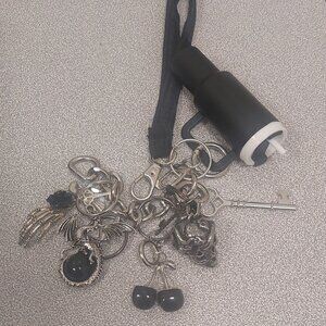 Gothic Silver Toned Bag Charm Random Pendants Bulky